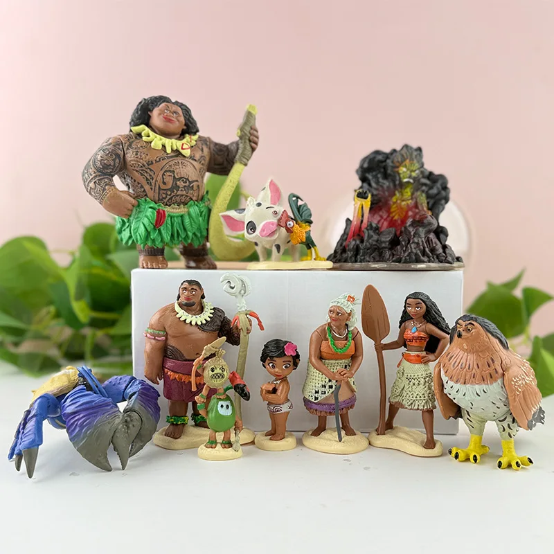 

Moana 10pcs Action Figures Set Maui Moana Pua Heihei Collectible Toys Kids Birthday Gifts Desktop Car Bedroom Decor Carto