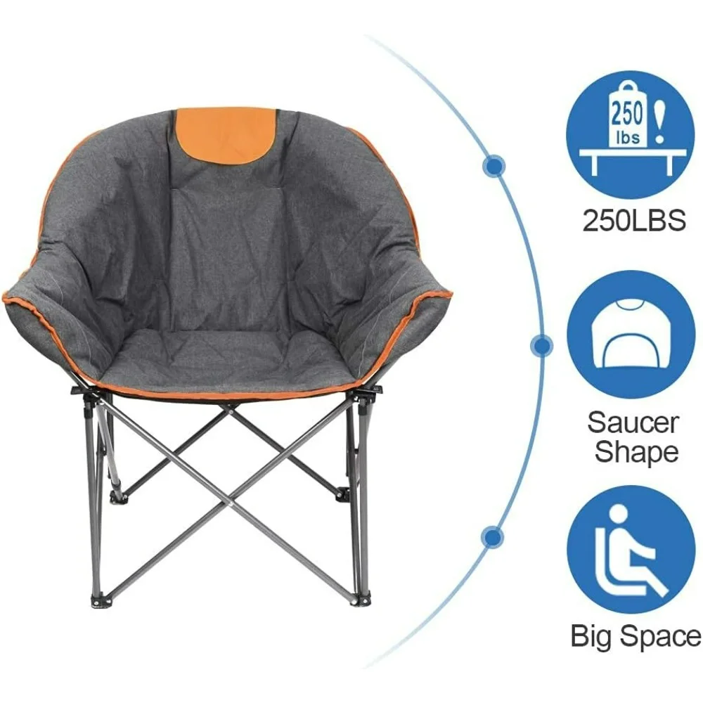 Suntime Sofa Chair, Oversize Padded Moon Leisure Portable Stable Comfortable Folding Chair for Camping, Hiking,Carry Bag(2 Pack)