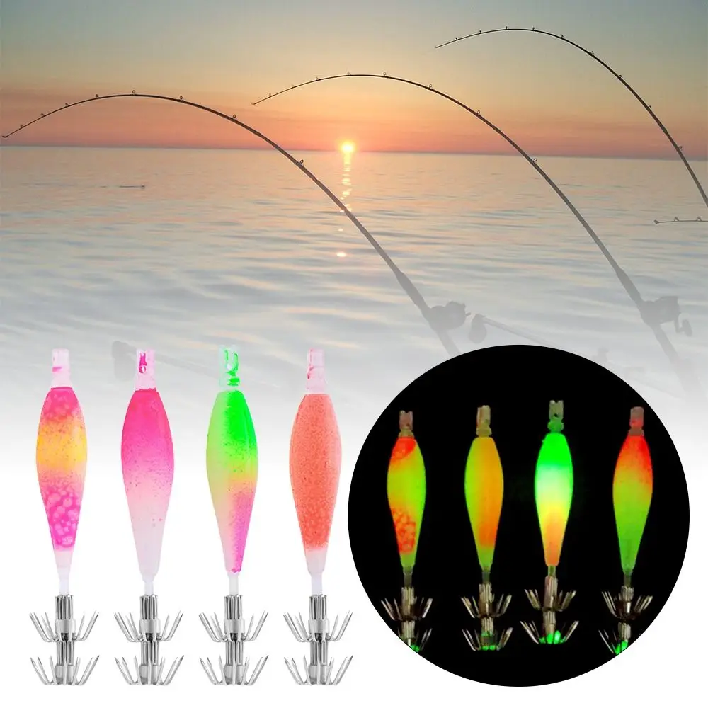 4Pcs/Pack Durable Micro Floating Angling Supplies Artificial Baits Squid Hooks Soft Lure Jig Fishhooks