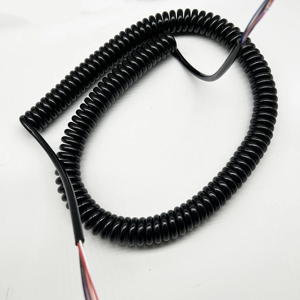 8-core Spring Network Cable Spiral Wire black Telescopic Wire Cable 24awg TPU Household Gigabit Sensor Extension Cord