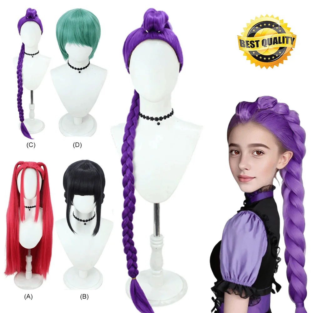 

Movie Hunters Zoey Rumi Mira Cosplay Halloween Women Pink Purple Black Synthetic Fiber Wig Heat resistant Prop