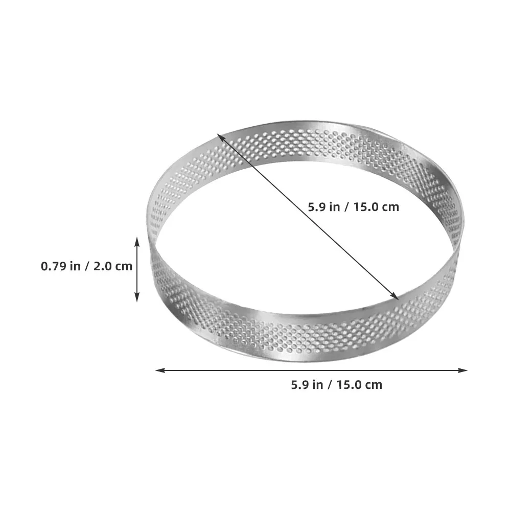 2Pcs Mousse Stainless Steel Round Perforated Cake Ideal Baking Mousse Tarts Desserts Professional Kitchen