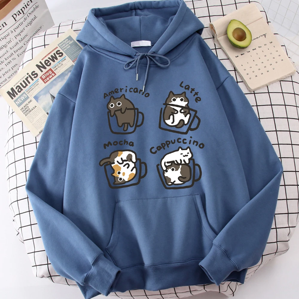 Five Little Cats Playing In The Cup Hoodies Male Street Harajuku Sweatshirt Holiday Daily Hoody Fashion Popular Clothing
