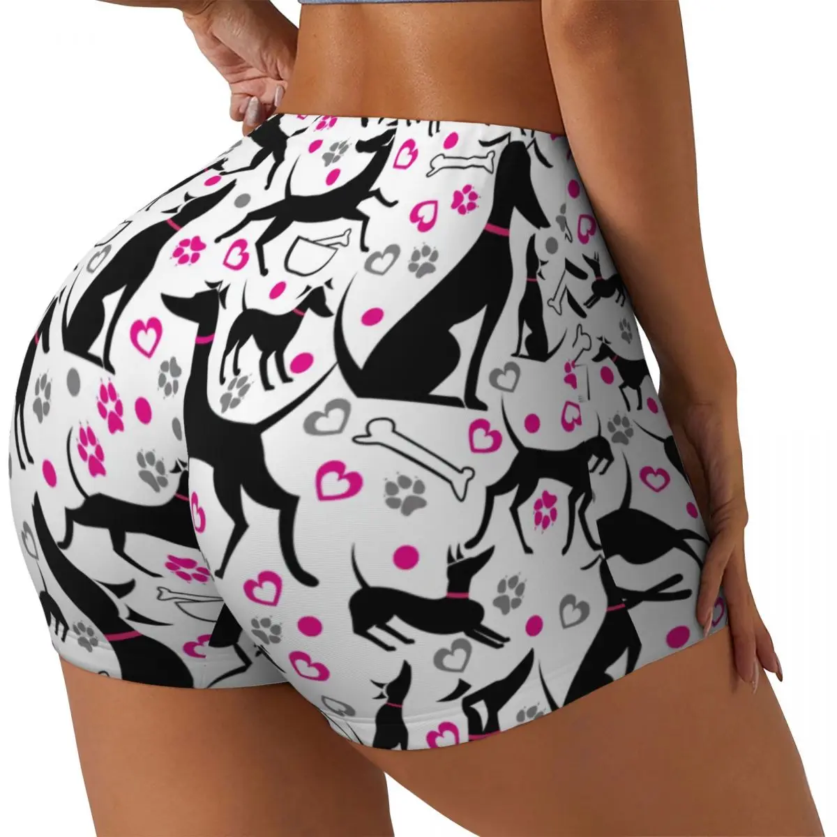 Custom Greyhound Workout Shorts Women's Whippet Hound Dog Gym Running Biker Yoga Shorts