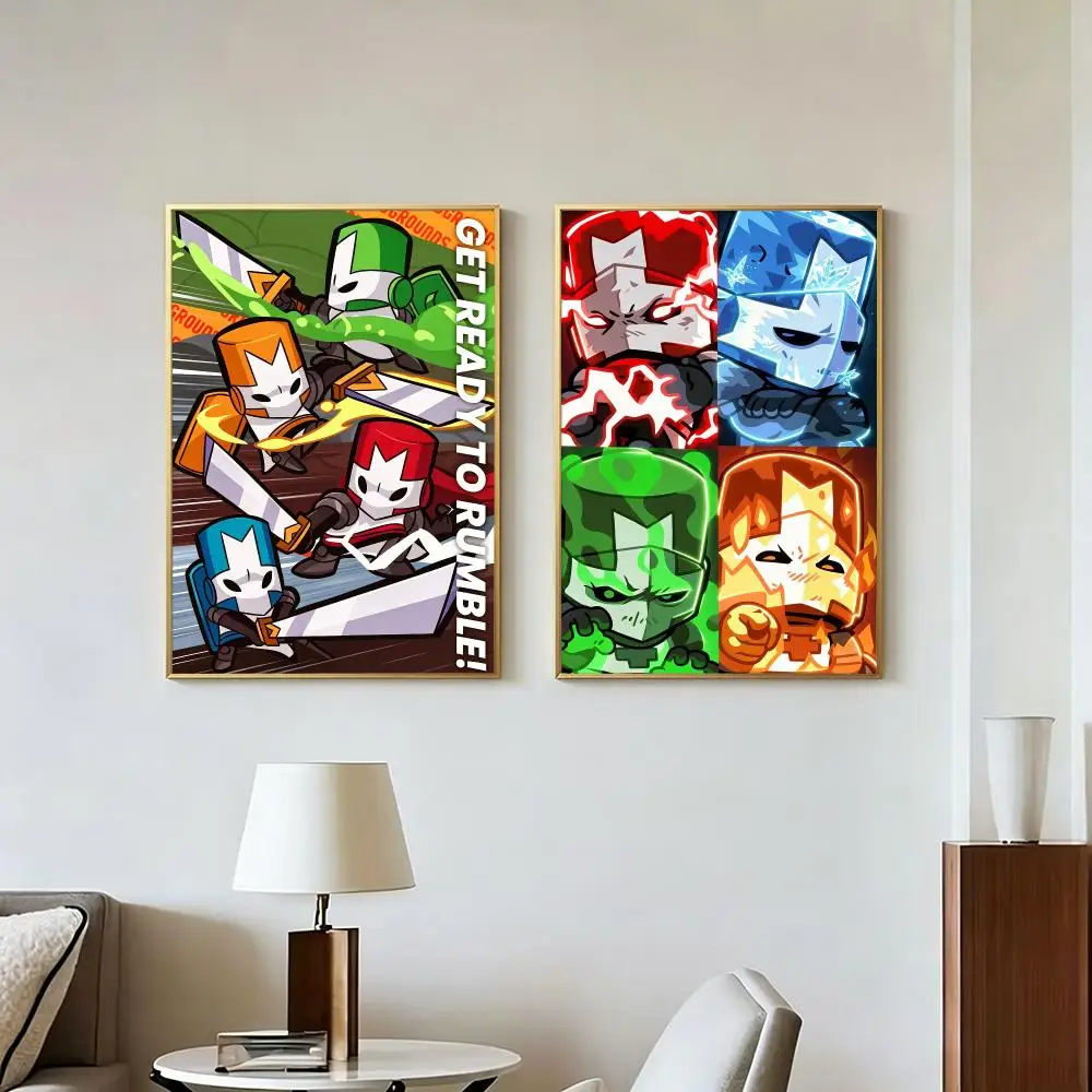 Game Popular C-Castle Crashers Poster Peel And Stick Wall Art Self Adhesive PP Waterproof Wall Decor Living Room Bedroom Gift