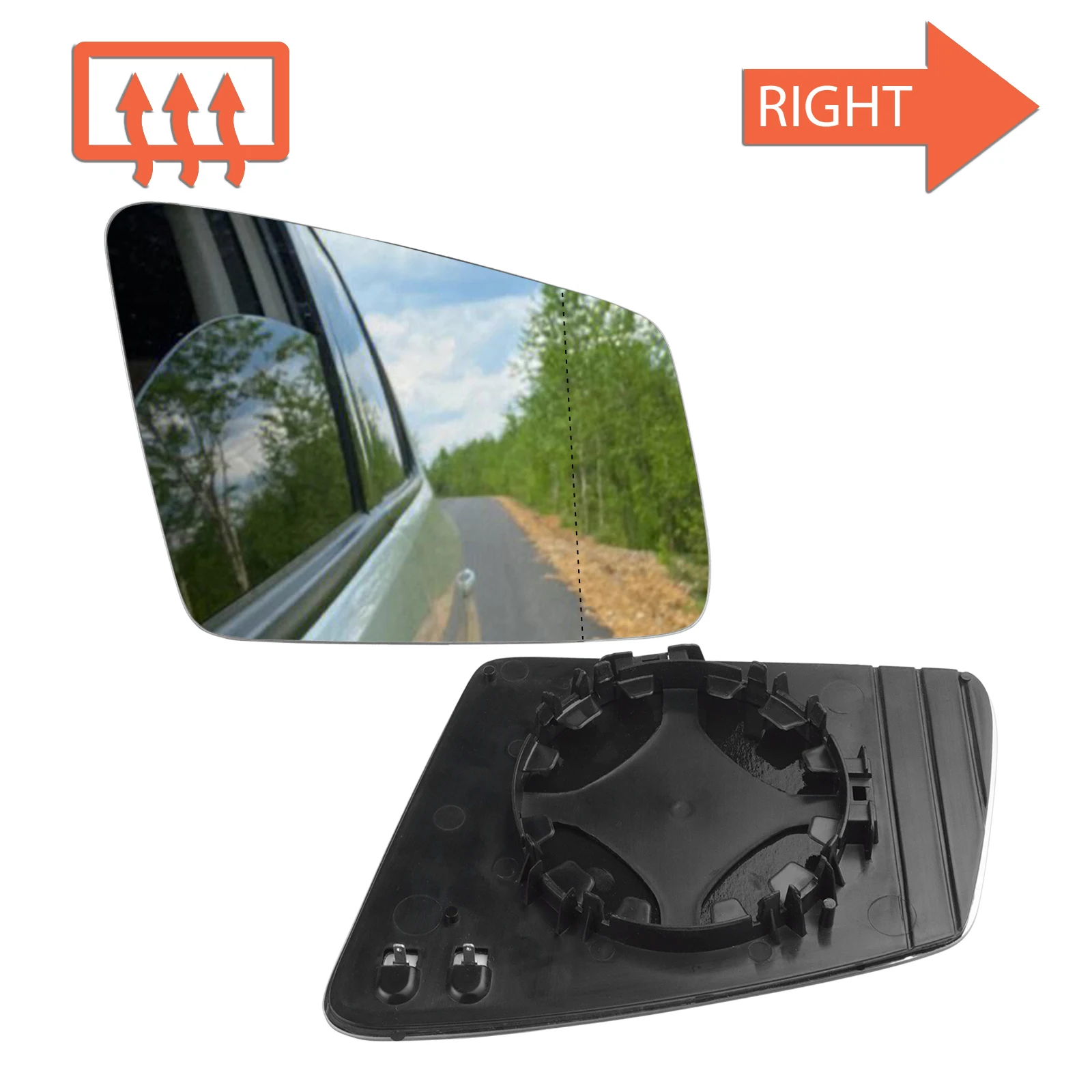 Verwarmde glazen buitenspiegel rechtsachter voor Mercedes A W176 B W242 W246 C W204 E W212 A207 C207 C117 X156 C218 X204