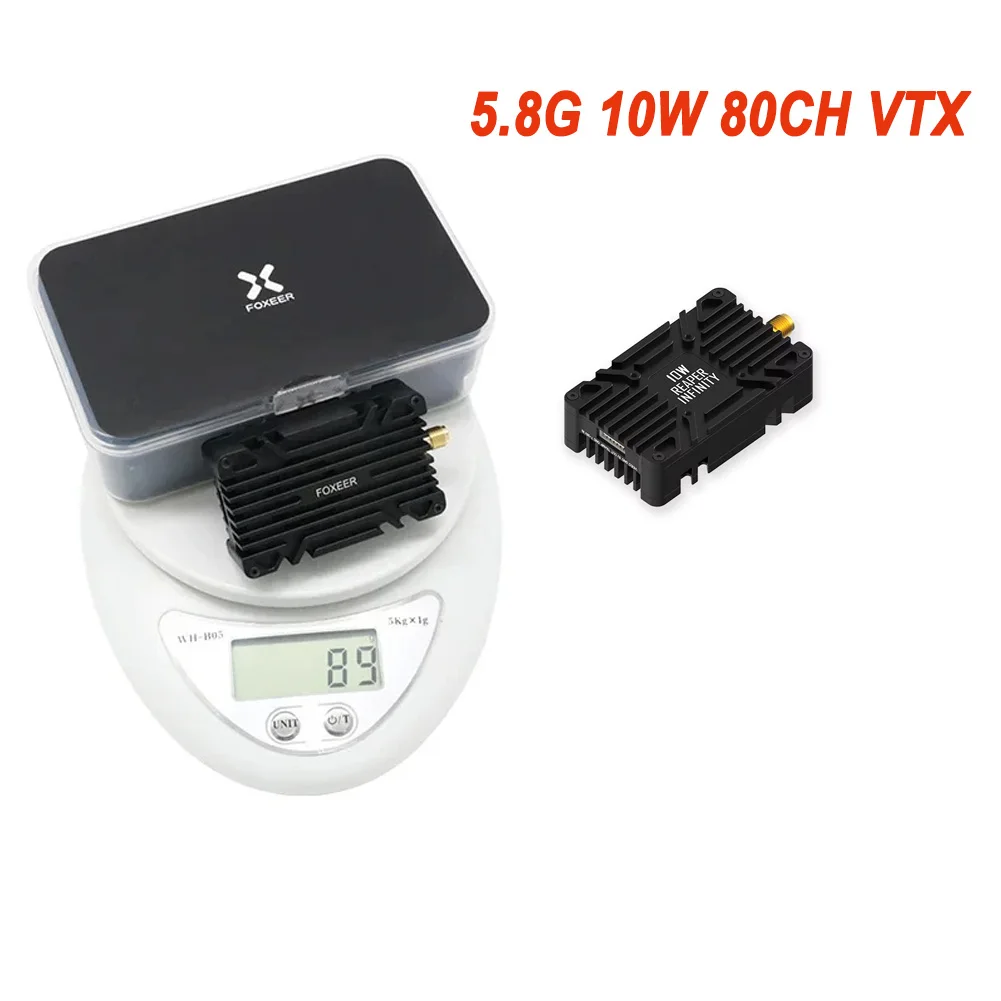

FOXEER 4.9G-6G Reaper Infinity 5.8G 10W 80CH VTX 2-8S Lipo 400mW/2W/5W/7.5W/10W Switchable Transmitter for Long Range RC FPV