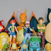Anime Pokemen Figure Ash Ketchum Misty Brock Action Figures Pvc Collection Model Toys for Children Gifts 13-15cm