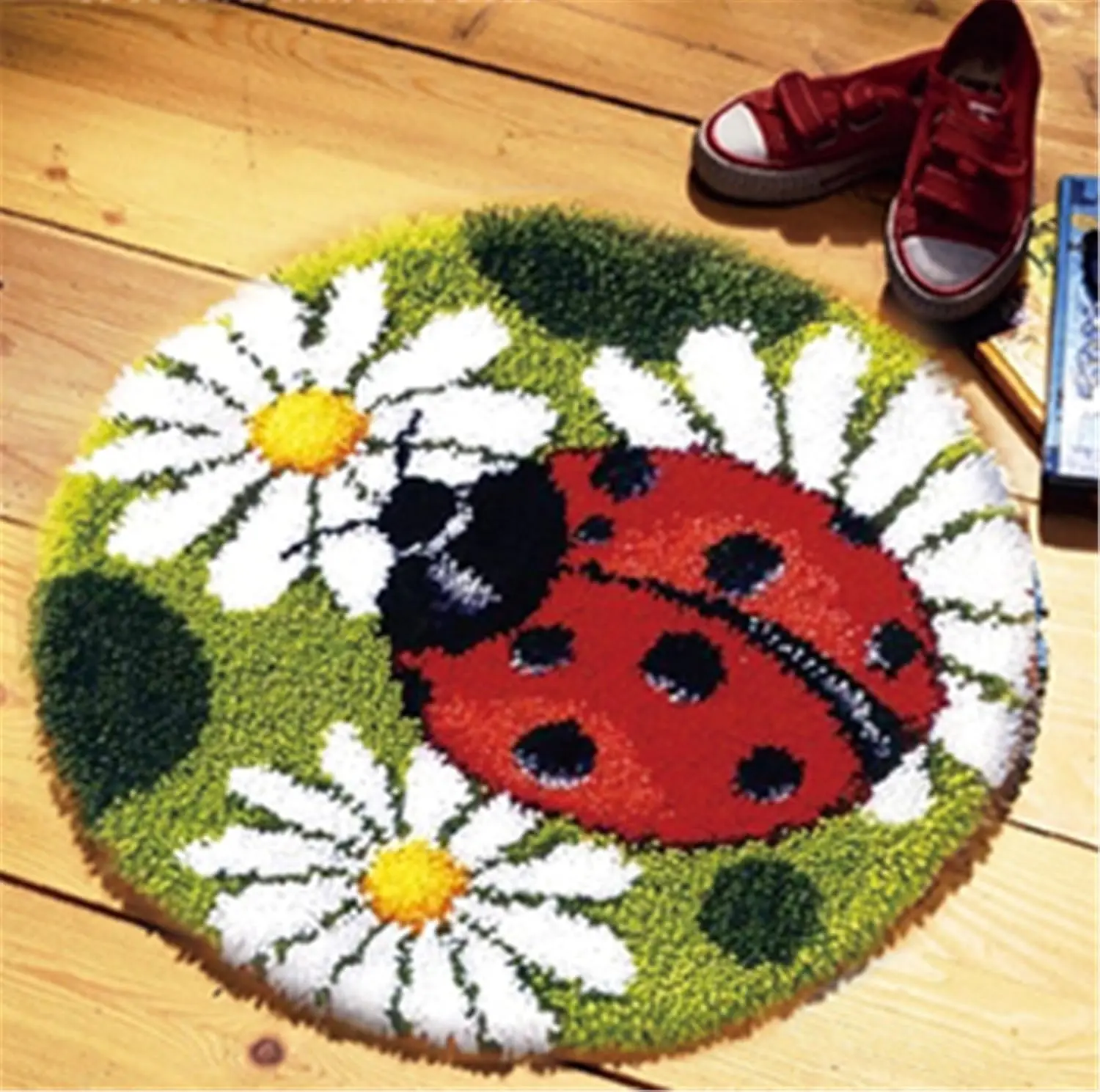 Latch Hook Kit Rug Pattern Printed Sewing Kit Classic Crochet Needlework Craft Shaggy Rug Cute Carpet Animal Ladybug for Kids