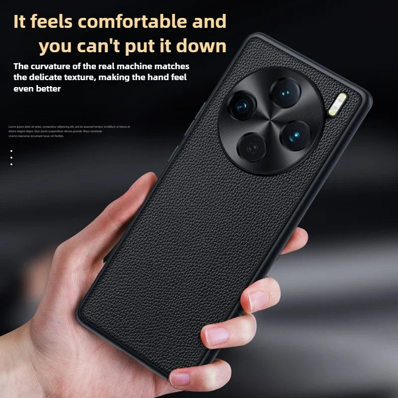 

Чехол для Vivo X200 Ultra X200s X100s X90s Pro Pus X100 из натуральной яловой кожи личи, объектив с полной защитой, твердая обложка