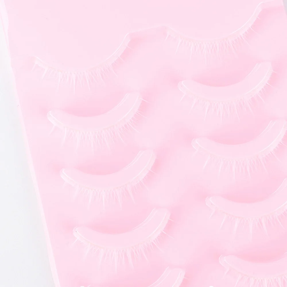 5/10 Pairs White Comics False Eyelashes Set Cosplay Show Natural DIY False Lashes Extension Reusable Manga Eye Makeup