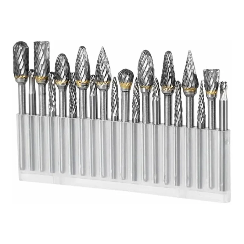 Conjunto de rebarbas de carboneto 1/8 Polegada haste morrer moedor ferramenta rotativa rasp bits acessórios para carpintaria perfuração escultura gravura-B51B