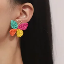 Colorful Handcrafted Lafia Butterfly Stud Earrings Are Stylish and Simple in Design, Lightweight and Cute for Everyday Wear