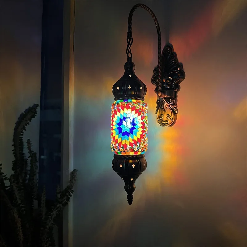 

Vintage Exotic Restaurant Hotel Bar Cafe Turkish decorated aisle Mosaic glass wall lights