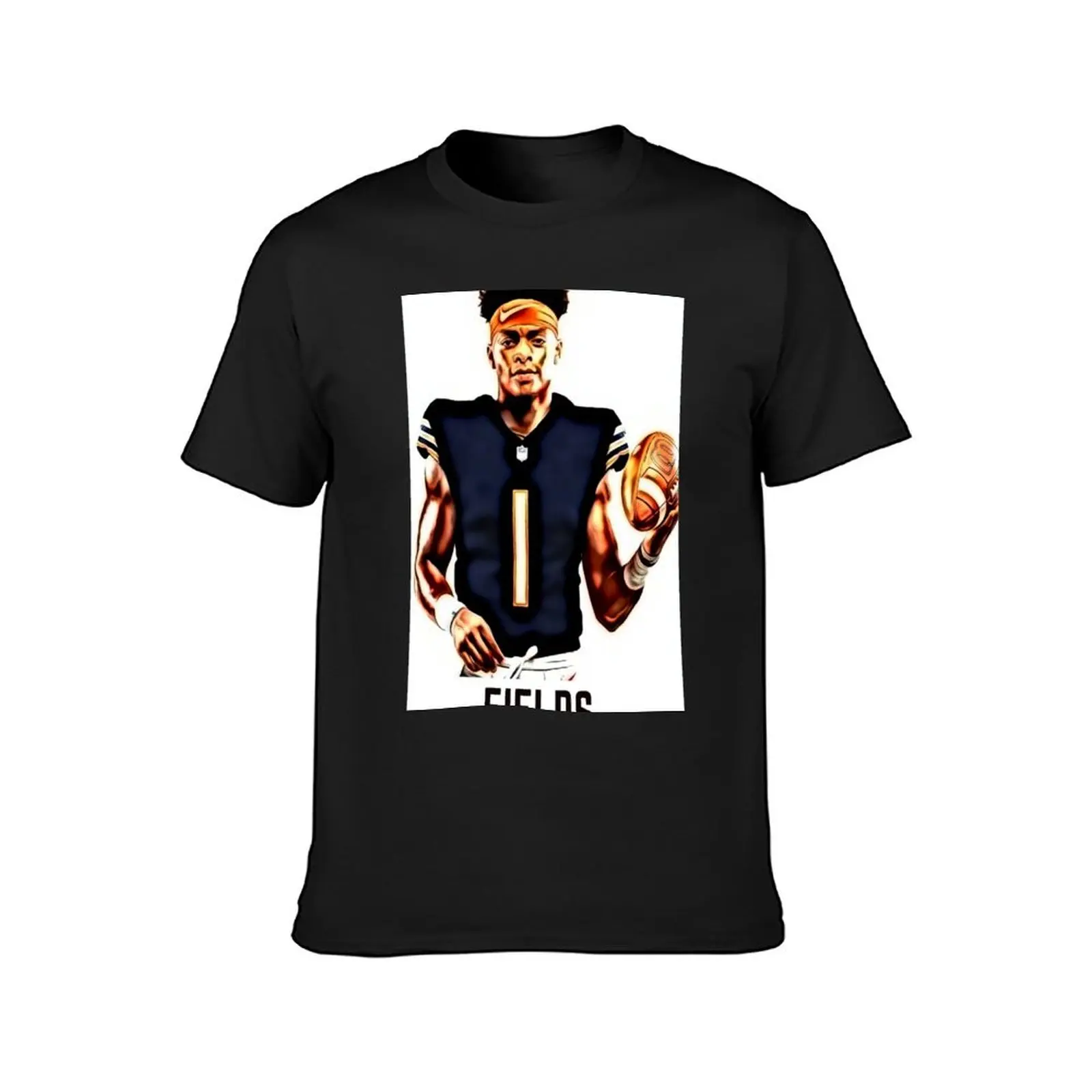 justin fields bears shirt T-Shirt blacks summer clothes anime clothes mens graphic t-shirts big and tall