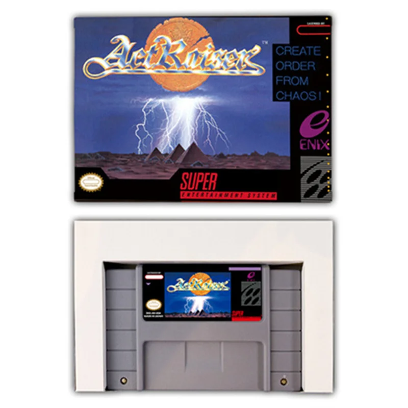 بطاقة ألعاب ActRaiser-RPG لـ SNES ، وحدات تحكم 16 بت مع صندوق البيع بالتجزئة ، خرطوشة ألعاب الفيديو ، EUR PAL USA NTSC