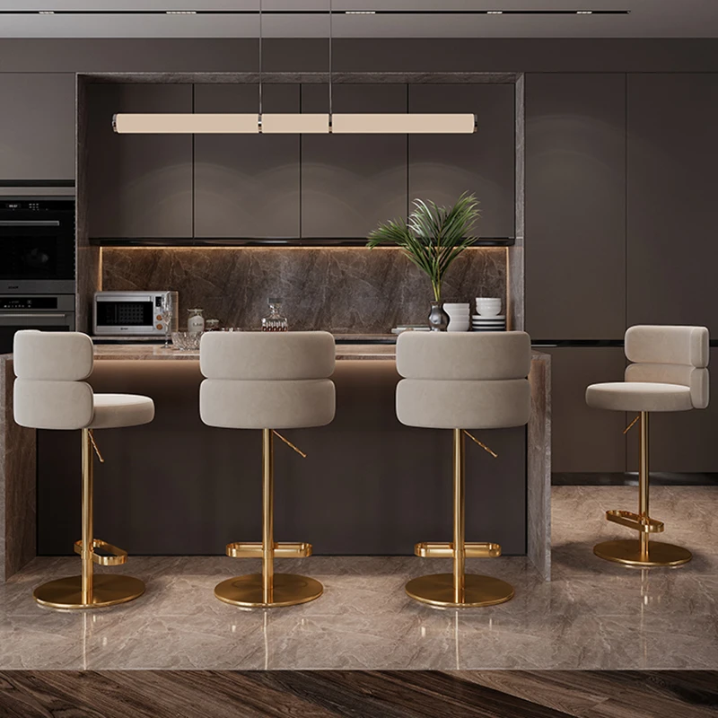 Sgabelli da bar con accento girevole Soggiorno alto Design di design Sgabelli da bar grigi regolabili Comodi mobili da bar Banqueta in metallo