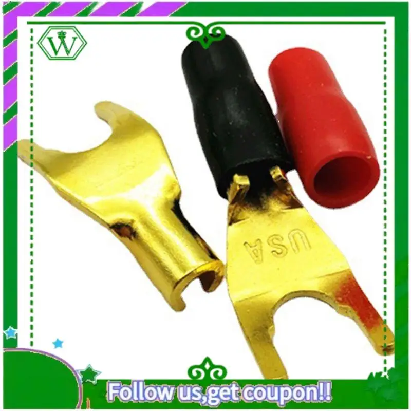 

ABIK-24 шт./12 пар "Y" "U" лопаточные разъемы типа «банан» позолоченные беспаечные вилки адаптер для динамика типа «банан»