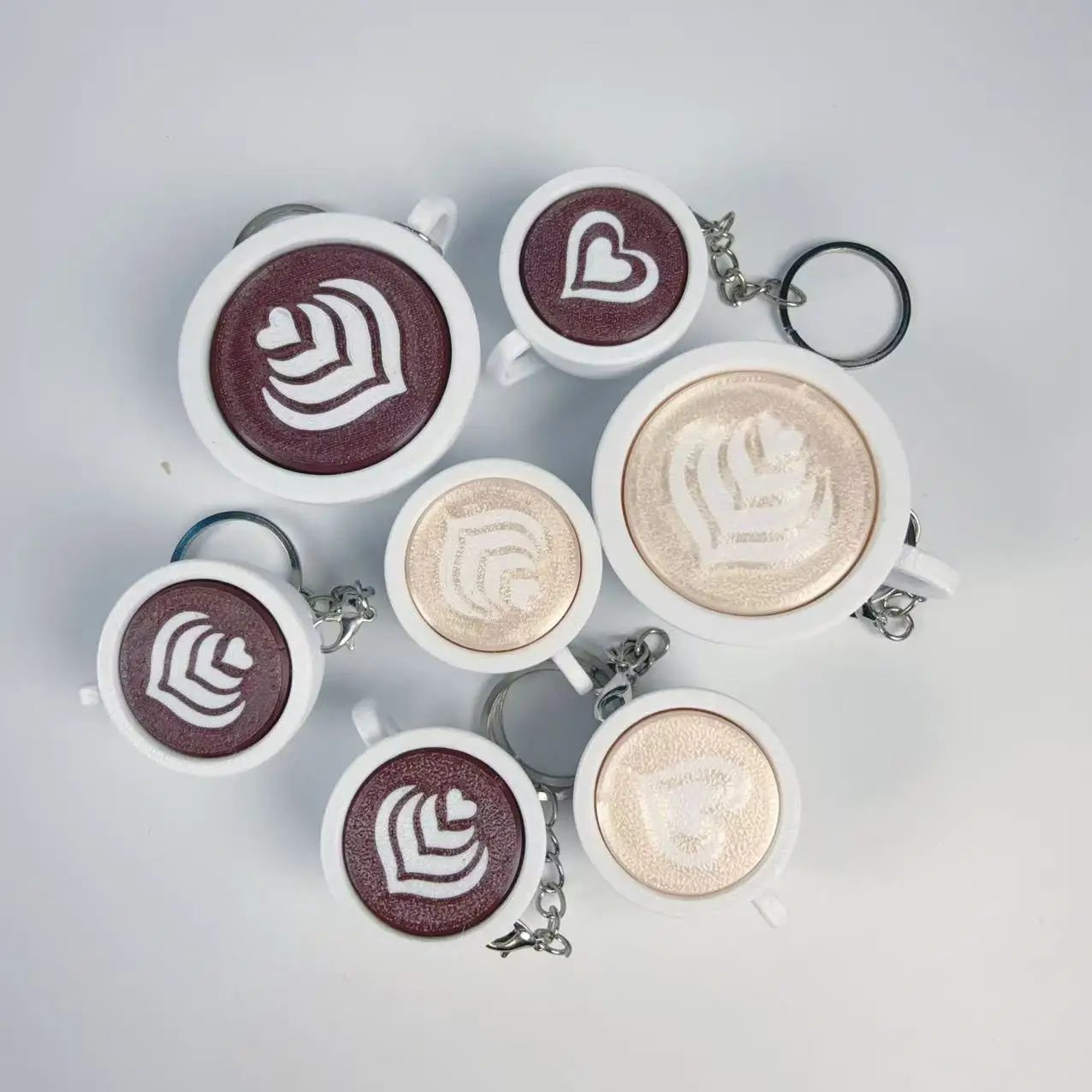 3D Printed Portable Clicker Key Chain Simulation Food Sensory Fidget Coffee Themed Calming Finger Button Pendant for Kids