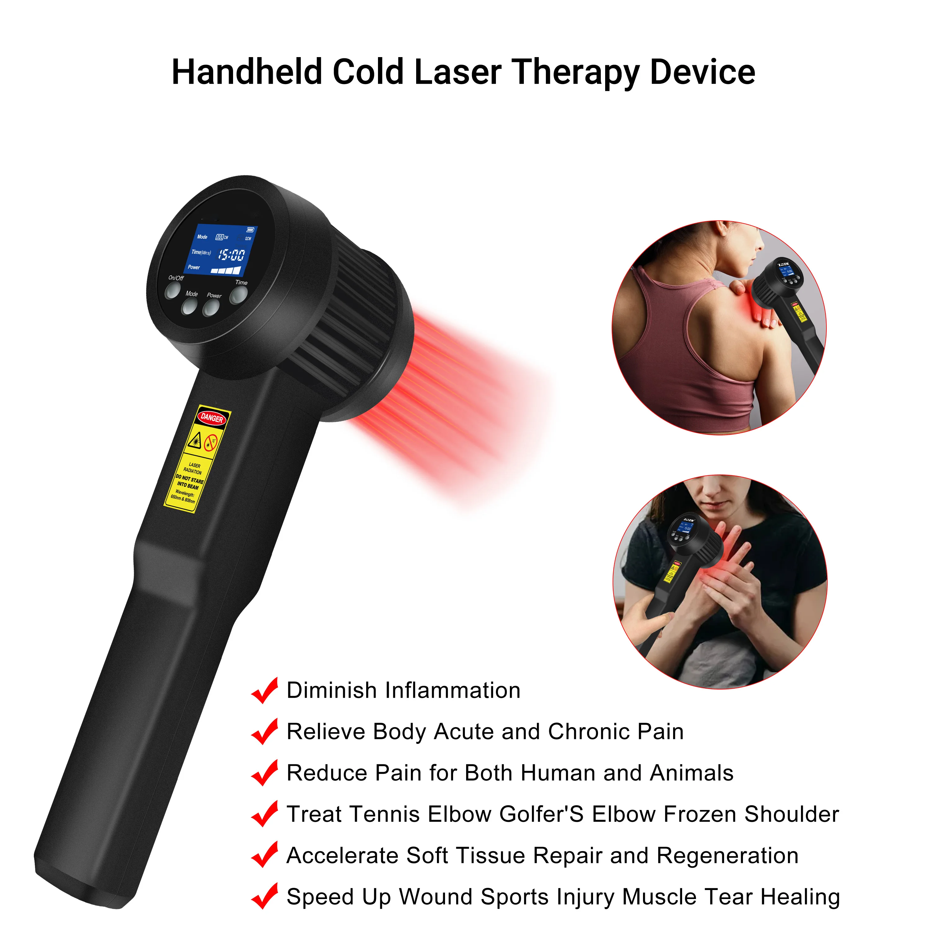 305W Super Pulsed Handheld Cold Laser Therapy Massager, Rechargeable Deep Tissue for Joint Inflammation Treatment