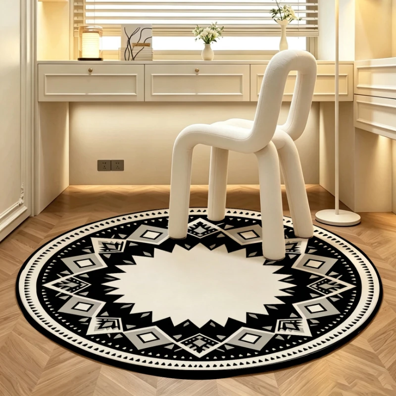 Round Living Room Rug Non-slip Machine Washable Floor Mat Minimalist Pattern Carpet Bedside Mats Large Area Home Decoration Rugs