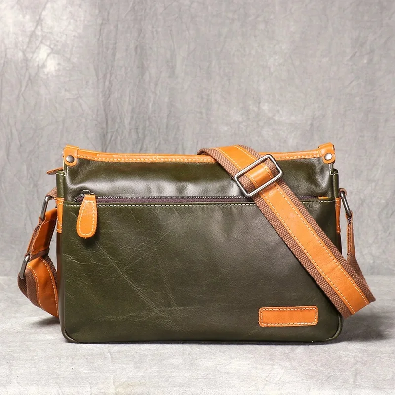 New Women's Casual Fashion Versatile Horizontal Genuine Messener Unisex Bag Layer Trendy Purse Pairing With Commuter Mailman Bag