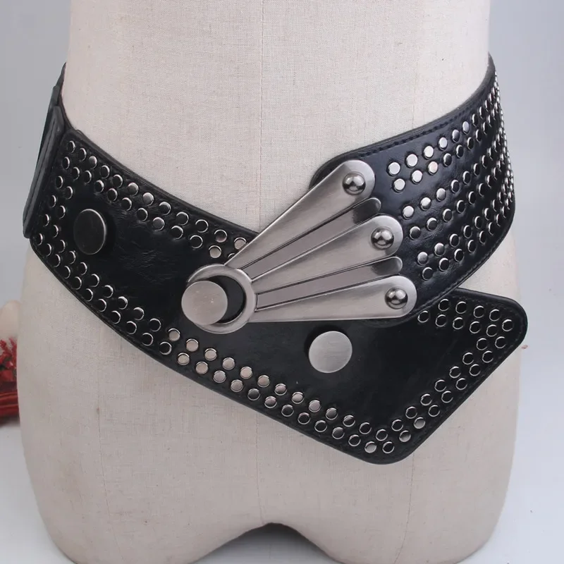 

New Fashion Retro Wide Belts Female Luxury Rivet Exquisite Ladies Elastic Belts Red Black Corset Belt Female Dresses Waistband