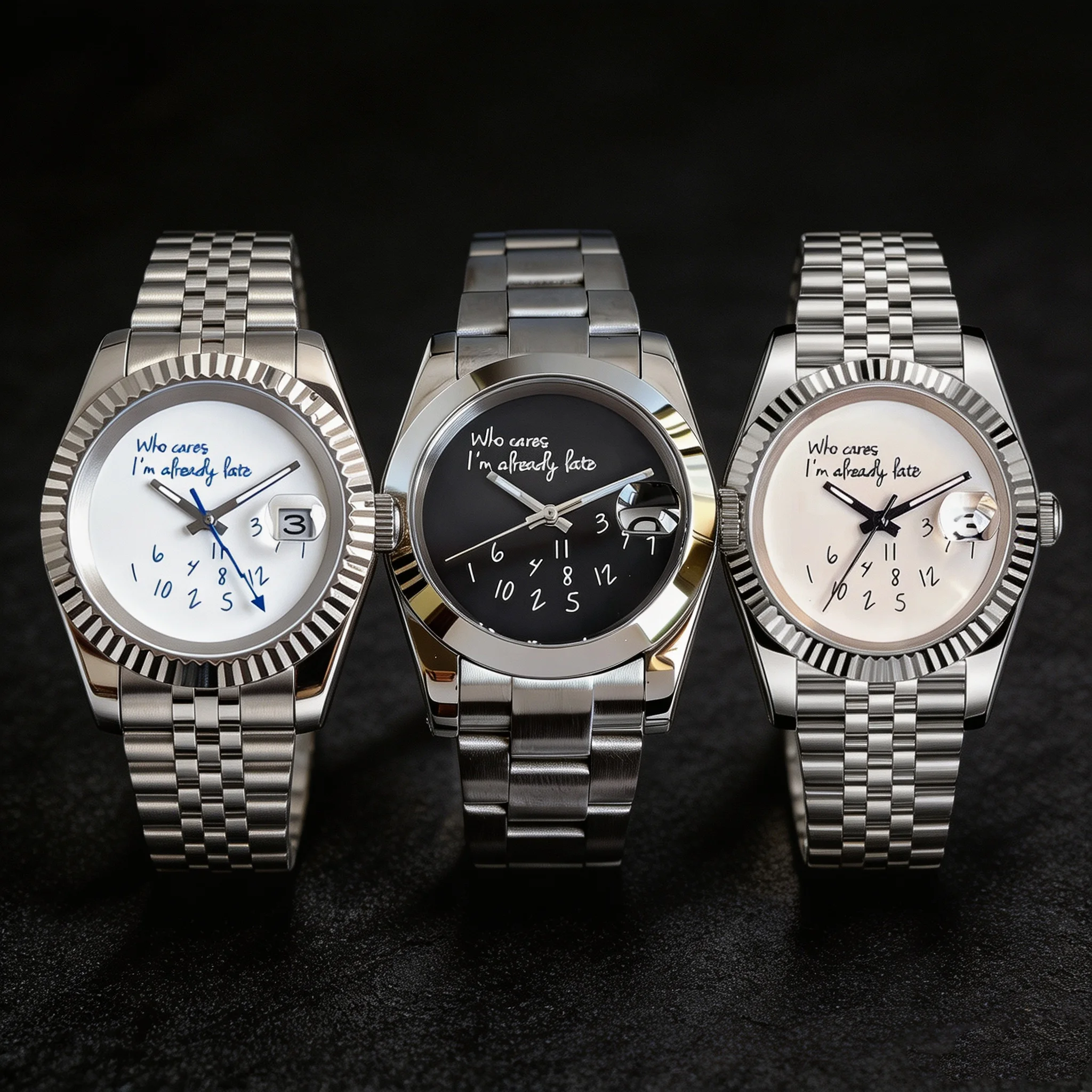 "Who Cares I'm Already Late" Automatische Herrenuhr 36mm 39mm MIYOTA8215 PT5000 Weiß Schwarz Saphirglas 10ATM Wasserdicht
