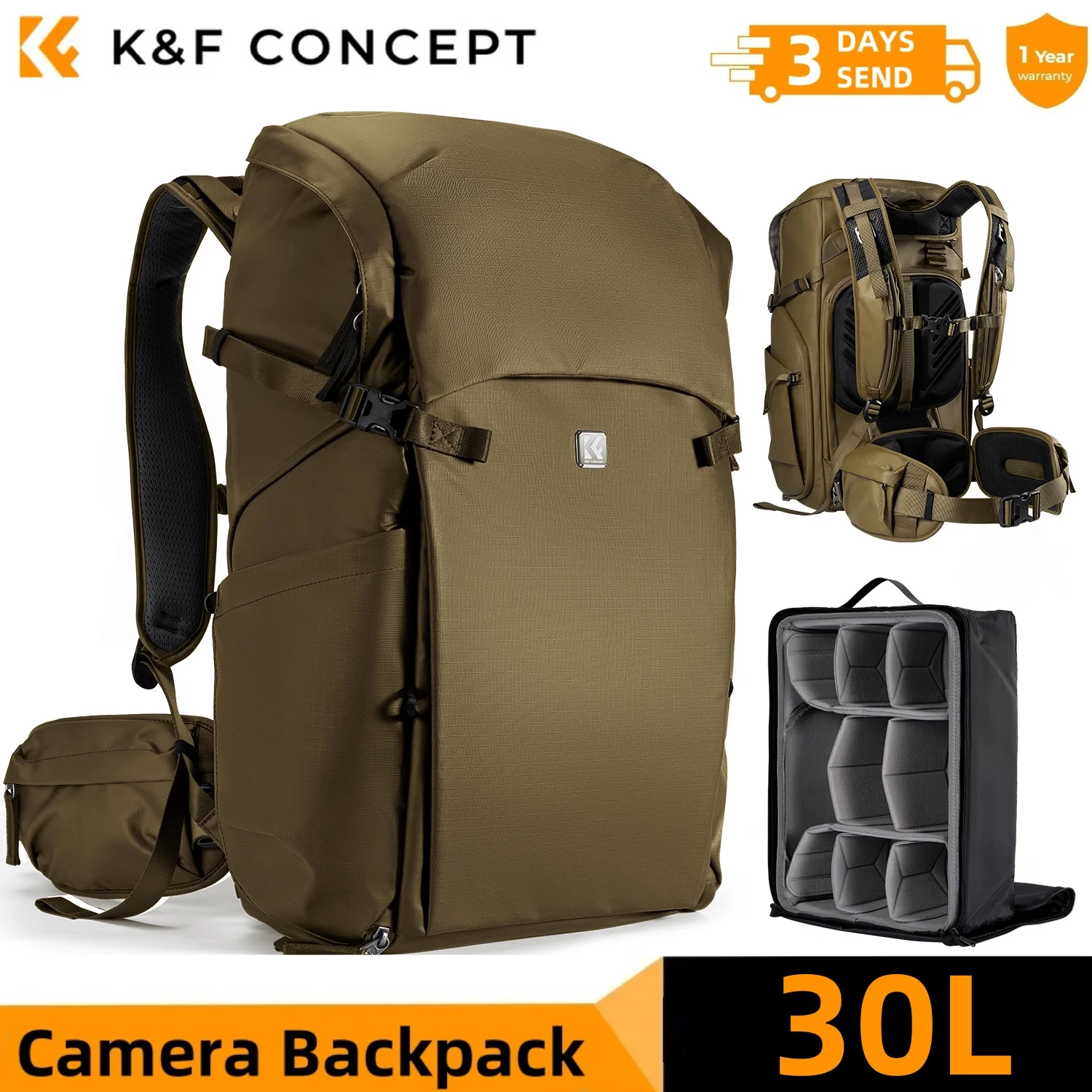 K&F CONCEPT 40L/30L Grote Capaciteit Reiscamera Rugzak Voor Canon Sony DSLR Fotografie Camera Tas Laptop Waterdichte Regenhoes