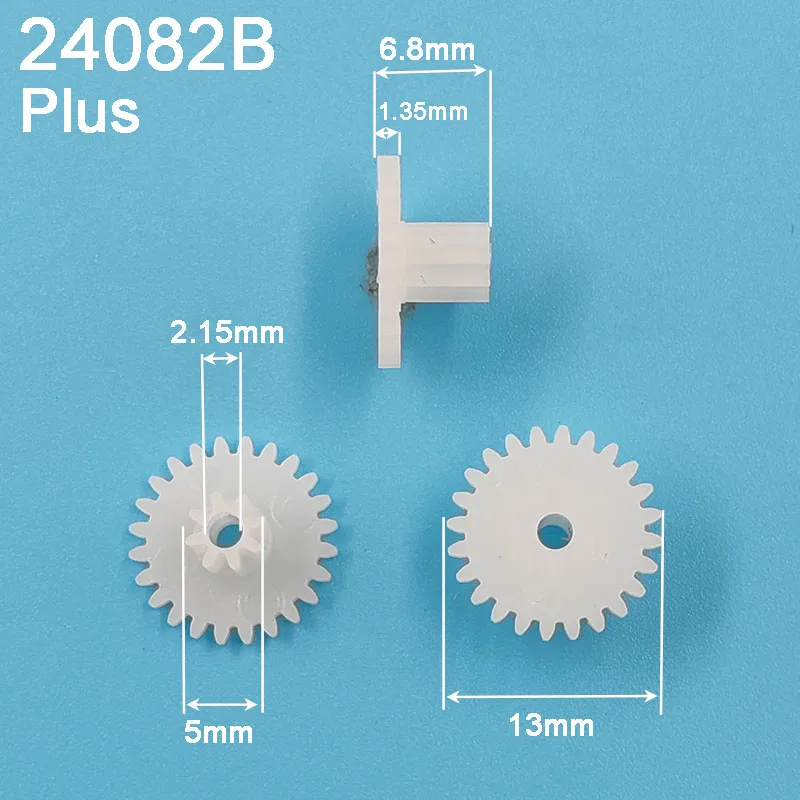 24082B Plus 0.5M Dual Gear 13mm Diameter 24 Teeth + 8 Teeth POM Plastic Pinion Toy Parts Wheels 24082A