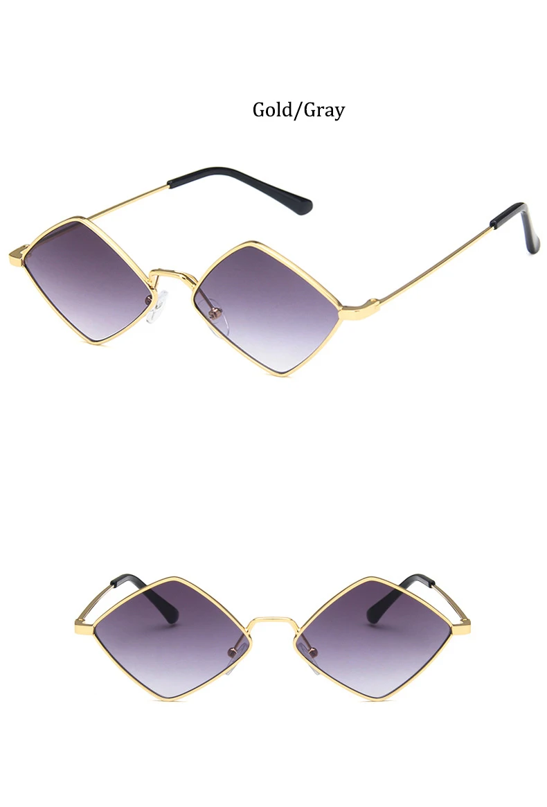 Hipster Polygon Damen-Sonnenbrille Unregelmäßiger Vintage-Rahmen Kleine Rhombus-Form Damen-Sonnenbrille Retro Legierung Brillen Schwarz – Detail 10
