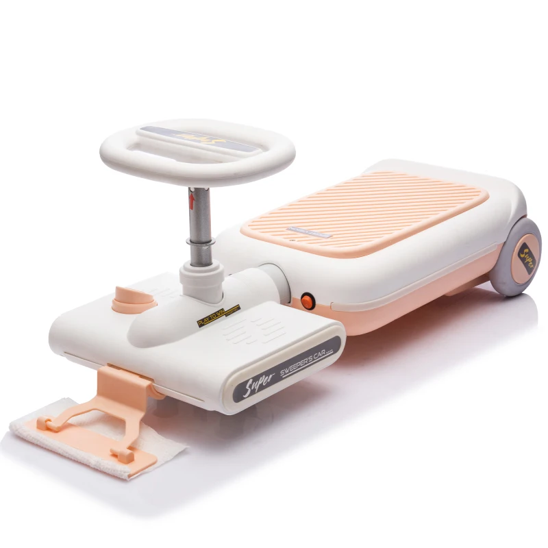 Go Kart de nettoyage 12V pour enfants, moteur avant 55W avec vadrouille, longueur de nettoyage pouvant étendue de 6cm, fonctions de musique et d'éclairage intégrées