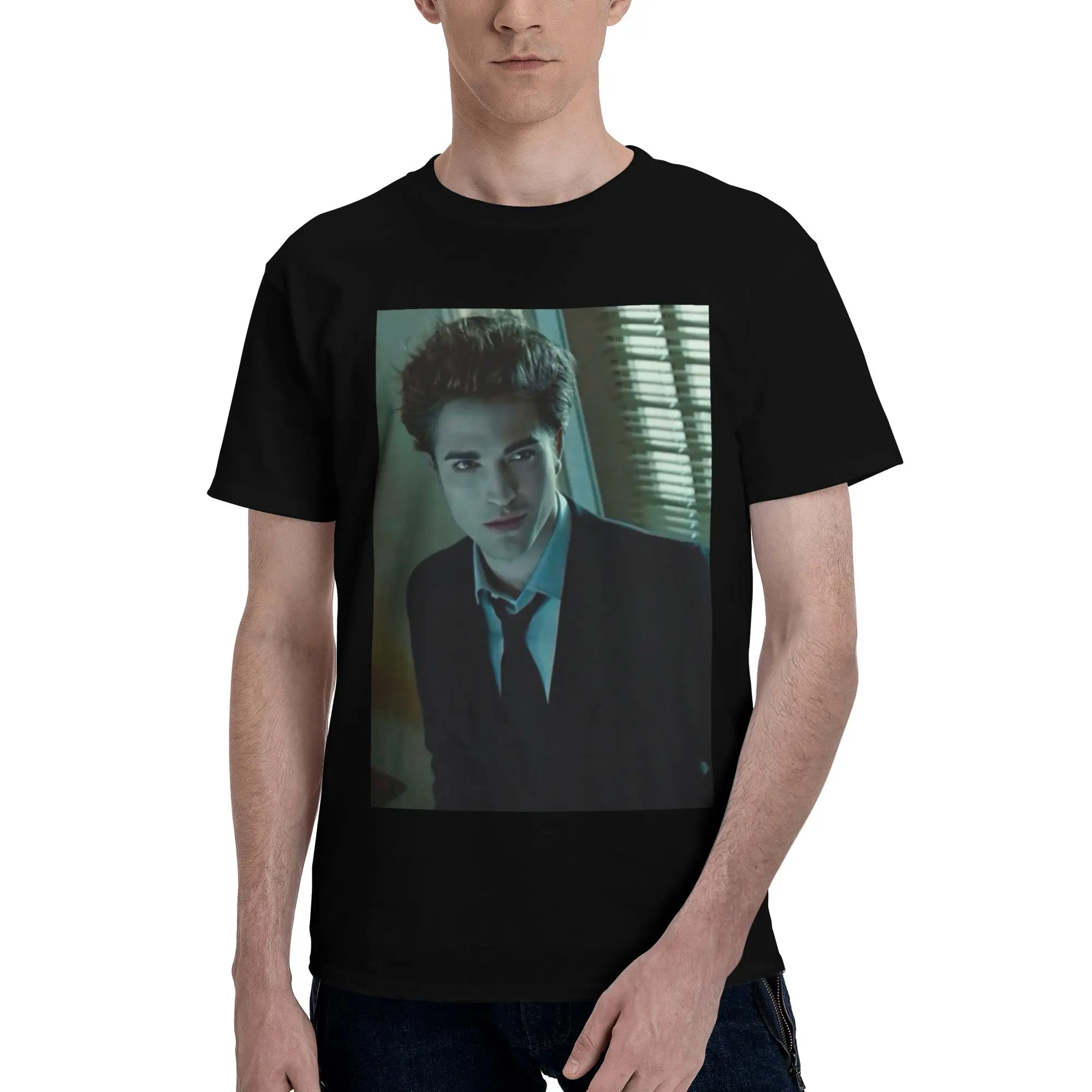

Футболка из 100% хлопка The Twilight Saga Edward Cullen, мужские футболки большого размера, мужские футболки с круглым вырезом и коротким рукавом, S-6XL