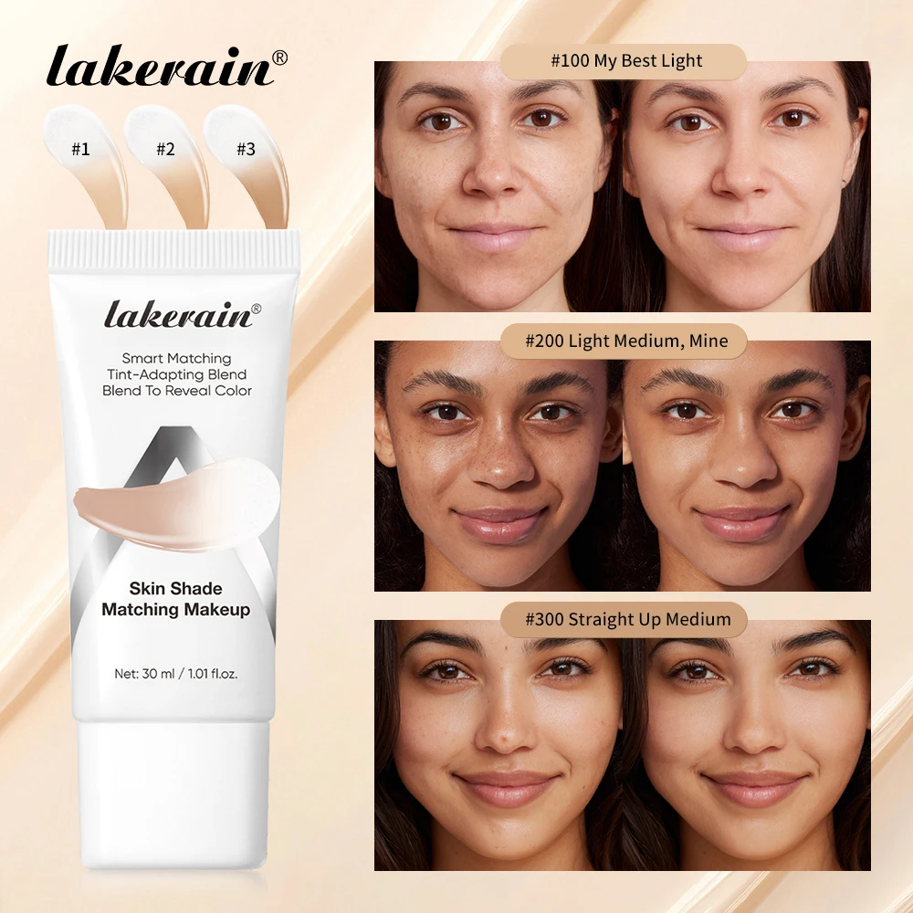 Lakerain base líquida que muda de cor, hidratante para iluminar a pele spf 15, protetor solar natural, mesmo tom de pele, corretivo leve