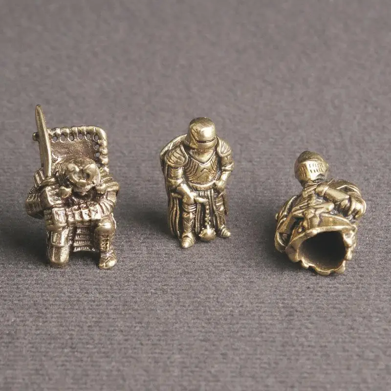 1Pc Knight Lanyard Beads EDC Charm Beads Brass European Spacers Antique Bronze Large Hole For Knife EDC Tools