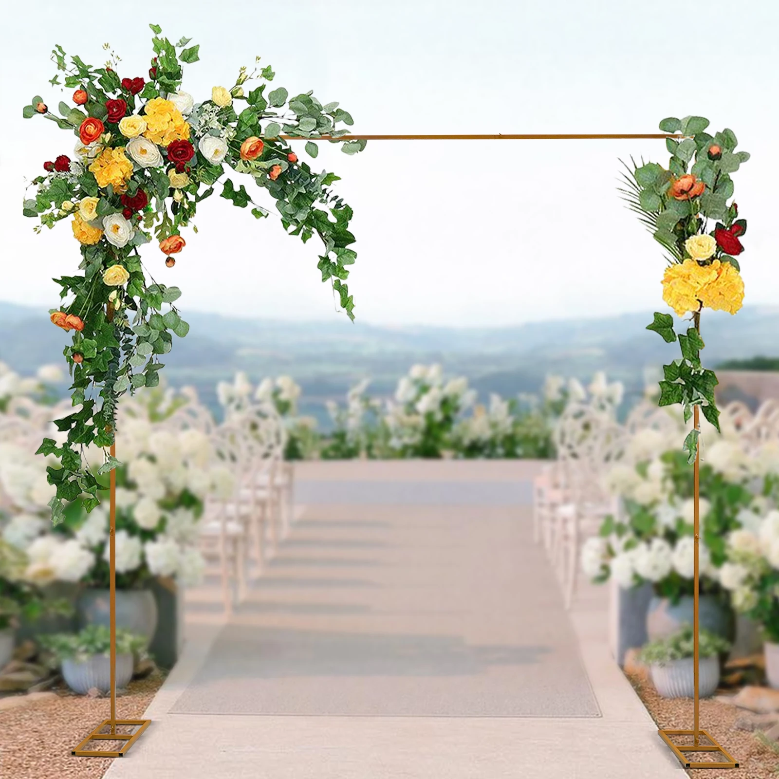 3* 3m Wedding Bracket Square Tube Adjustable Design Metal Flower Stand with Large Base for Anniversaries/Birthday Parties