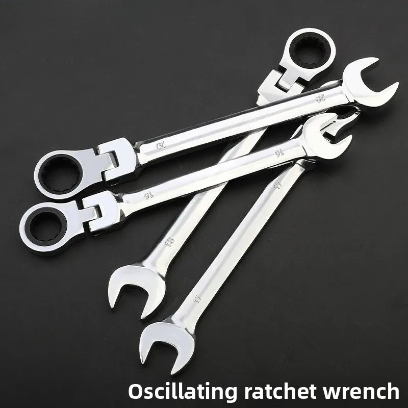 72T Flexible Head Ratchet Spanner Open End Box End Wrench CR-V Steel Adjustable Angle Combination Wrench Auto Repair Hand Tool