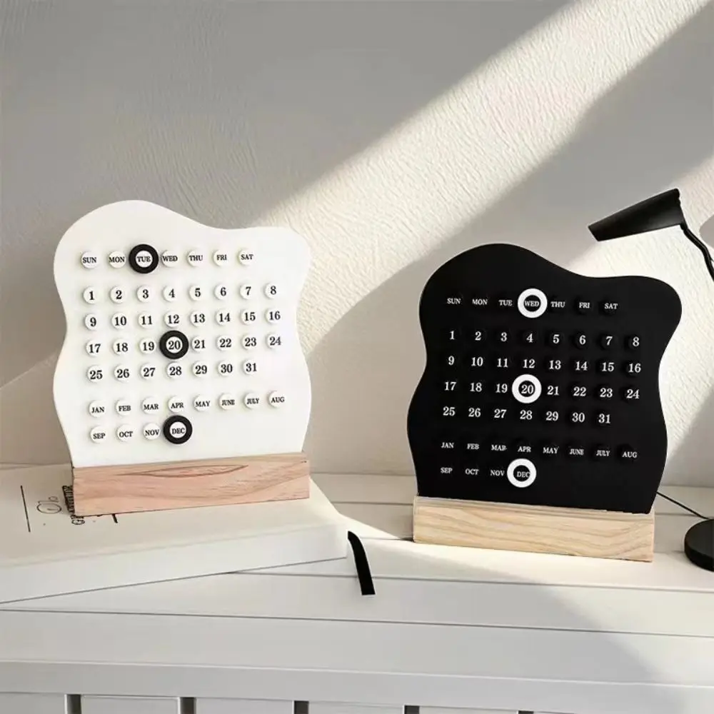 Wood Perpetual Calendar Montessori Calendar Cute Desk Calendar Adjustable Week Month Date Display Calendar Home Office Desk