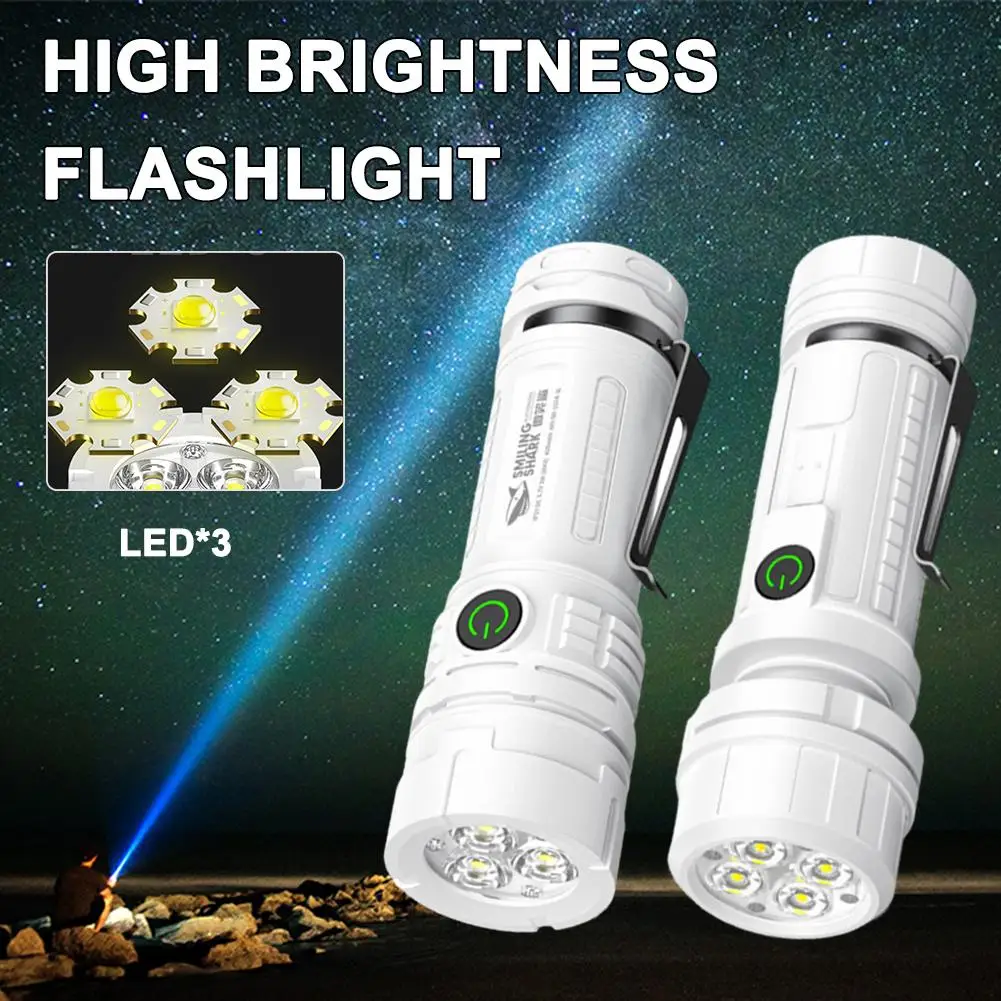 Three Light Long Range Mini Portable Flashlight Pen Level Adjustment Design And ﻿ Clip Compact Three Portable Flashlight I9N3