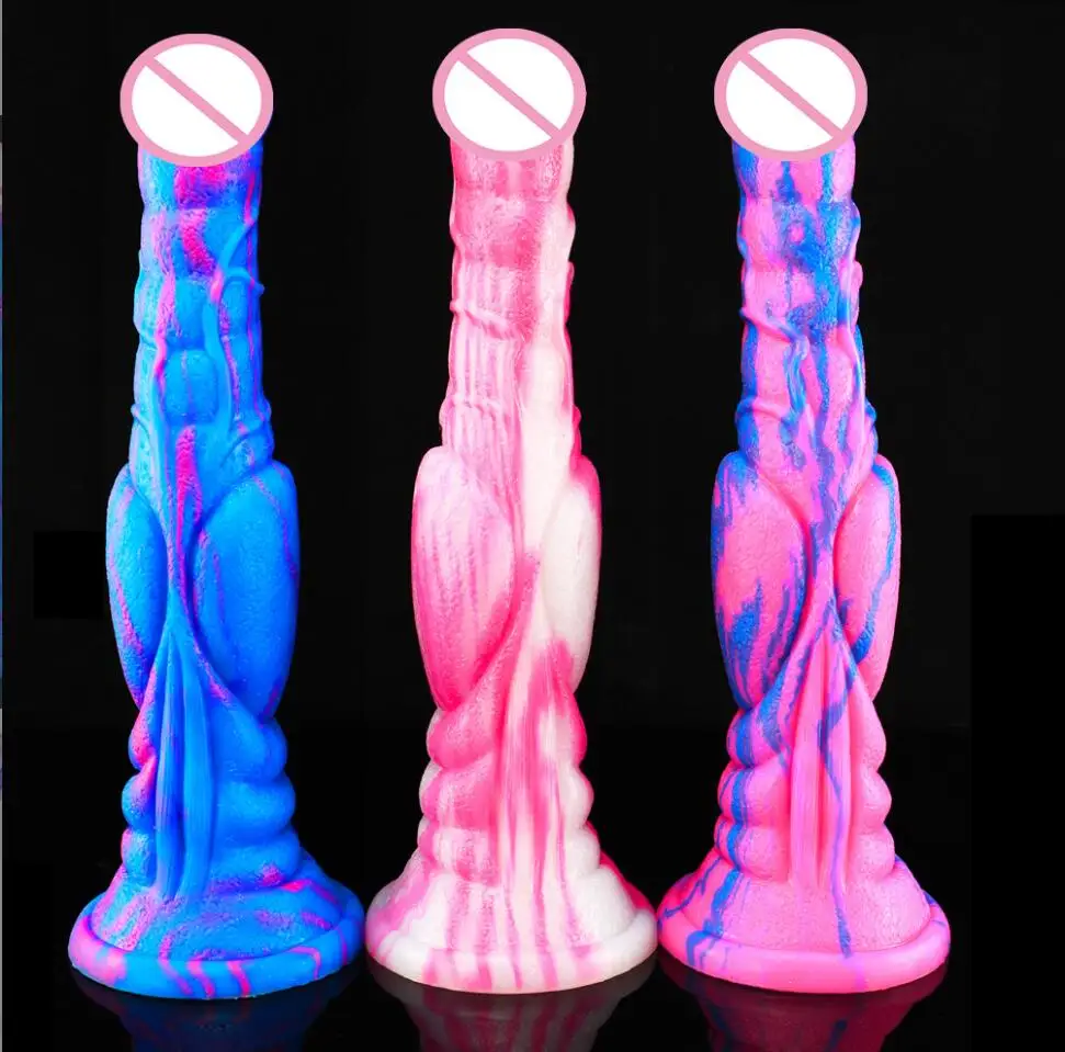 Large Anal Dildo Horse Fake Penis Gory Raw Meat Color Fantasy Sex Toy For Couples Liquid Silicone Big Dick With Sucker S3291