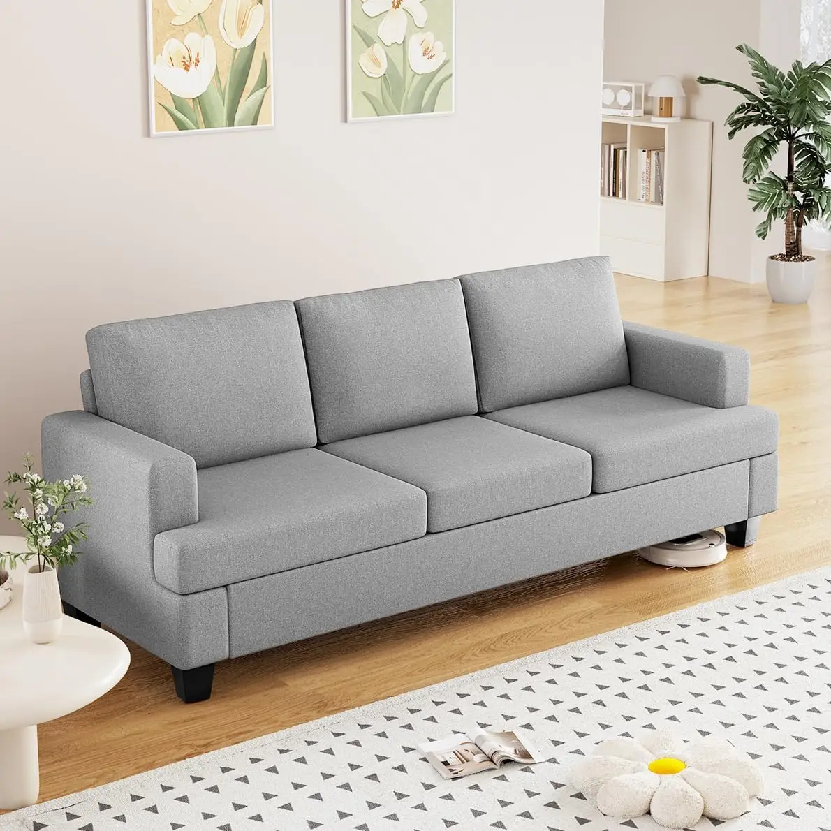 Furnimart 85 inch Deep Seat Sofa, Modern Grey Couch 3 Seater Couches, Comfy Cloud Couch for Living Room, Small Couches for Small