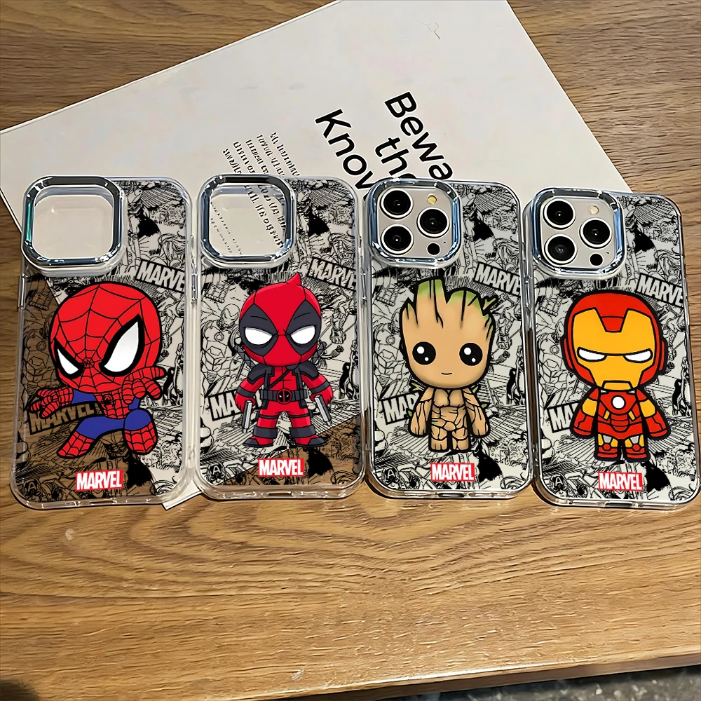 Cartoon Niedliche Groots S-Spiderman Handyhülle für iPhone 17 16 15 14 13 12 11 Pro Max X XR XSMAX Air Plus Transparente Weiche Schutzhülle