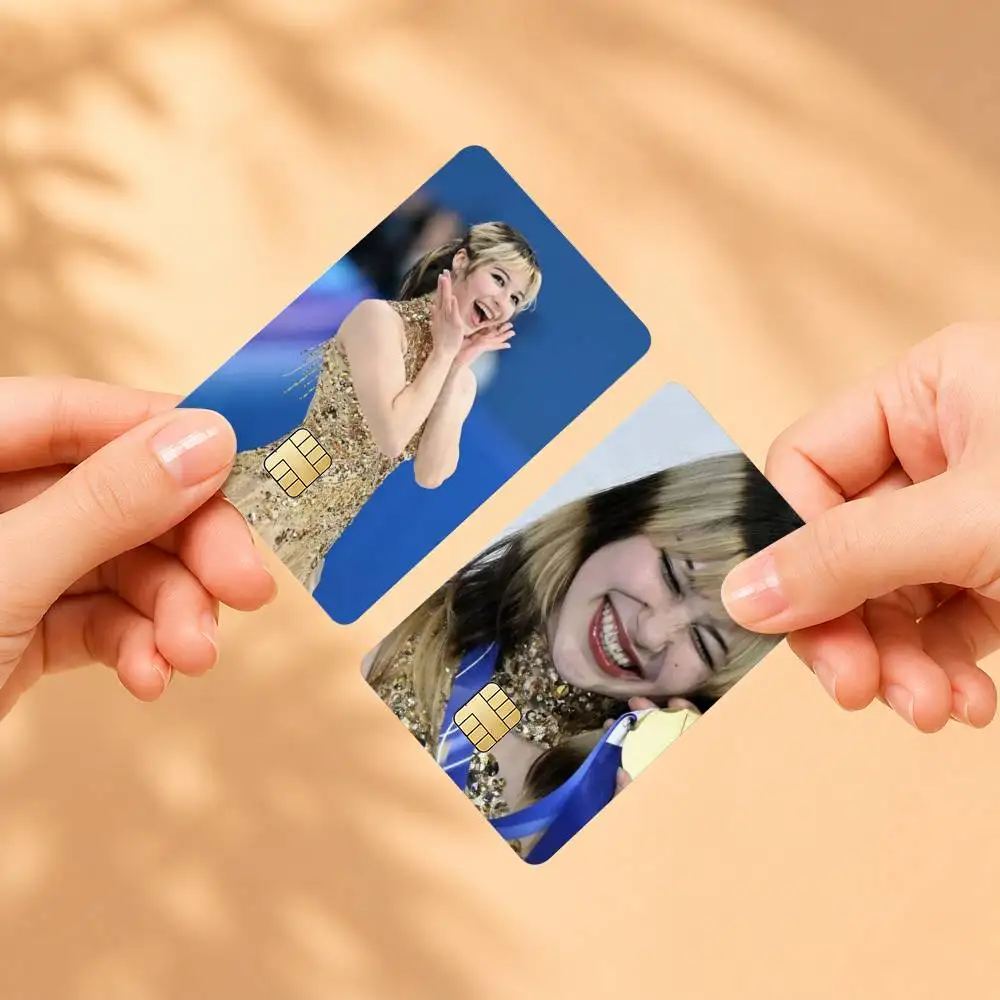 A-Alysa Liu Inspirational Skater HD Waterproof Card Skins Protective Stickers for Credit Bank Game Cards