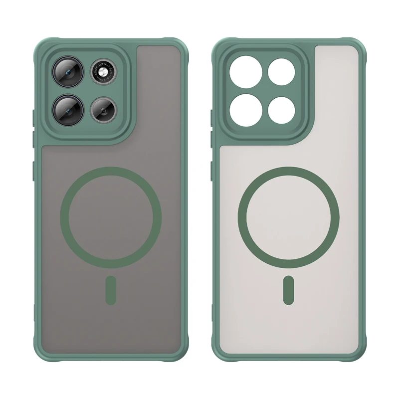 สำหรับโมโตโรล่า โมโต G86 กรณีแม่เหล็กกึ่งโปร่งใสฝ้าด้าน PC + TPU ป้องกันลายนิ้วมือโปร่งแสงสำหรับ MOTO G 86