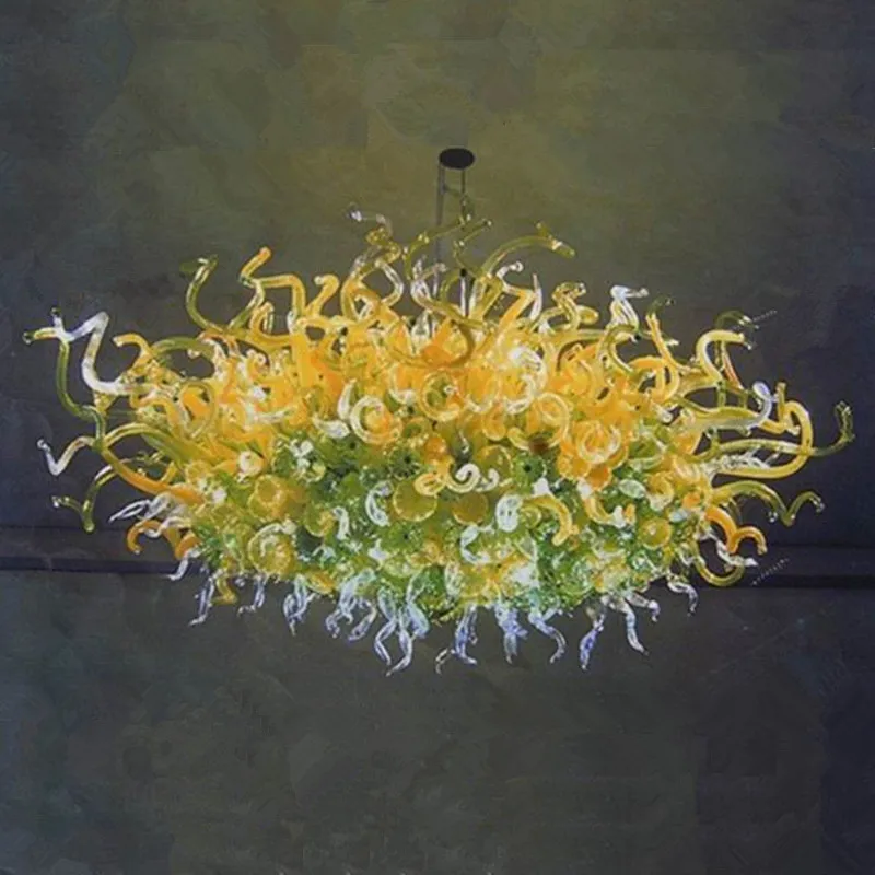 

Green Yellow Pendant Lamps Hand Blown Glass Chandelier for New House Art Decoration