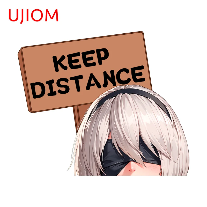 UJIOM Lovely Warning Half Head Wall Sticker High Quality Adhesive Wallpaper Nier 2B Decal Suitable For Kids Room Decoration