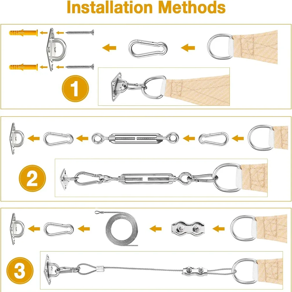 Imagem -04 - Kit de Hardware Sunshade Sail Triângulo Retangular Sun Shade Sails Instalação Canopy Aço Inoxidável 304 Conjunto Acessórios 52 Pcs