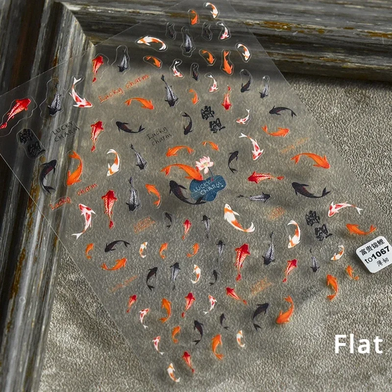 5D złota rybka plastikowa torba koniki morskie meduza rozgwiazda muszla muszla Koi syrenka bańka wodna gwiazda karp naklejki do paznokci naklejki