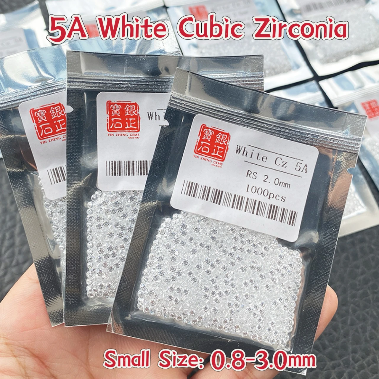 

YinZheng AAAAA Grade Round Shape Small Size CZ 0.8-3.0mm Loose Cubic Zirconia Wholesales Synthetic CZ Stone