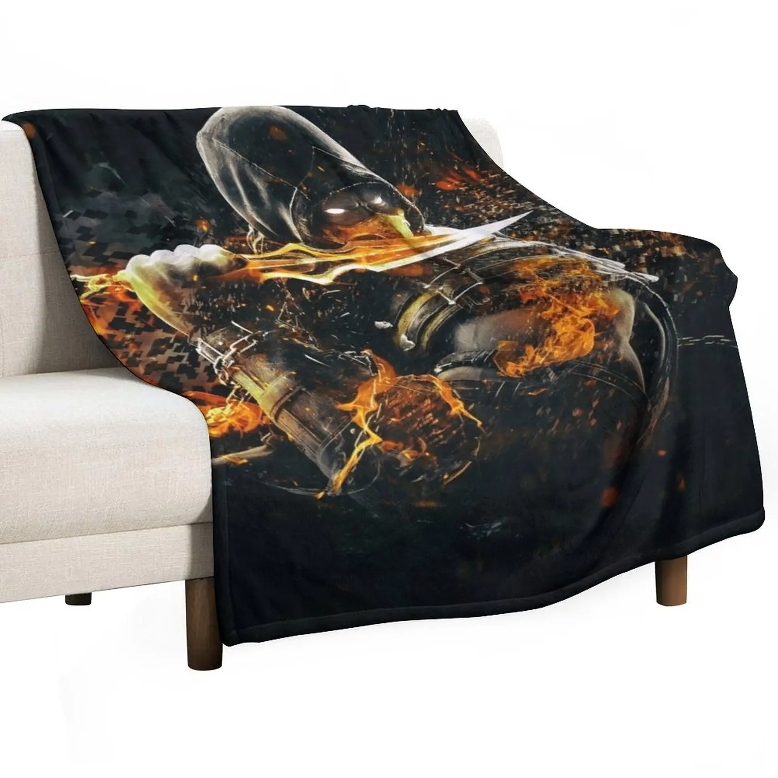 

Mortal Kombat X Scorpion on Fire Throw Blanket Moving Loose Bed Fashionable Blankets